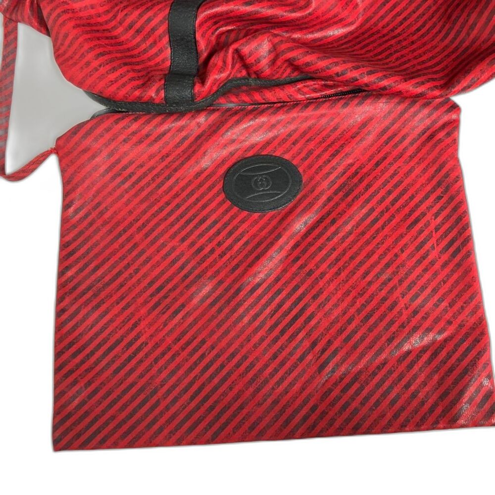 Gucci XL Travel Tote Red & Black Stripe Vintage 90s Weekender Bag w/ Pouch, Rare - Picture 13 of 14